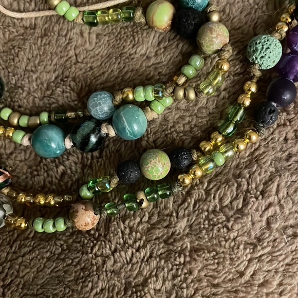Handmade, Artisan, Boho, Upcycled, Hemp Cord, Beaded, Tasseled Necklace - Picture 6 of 8